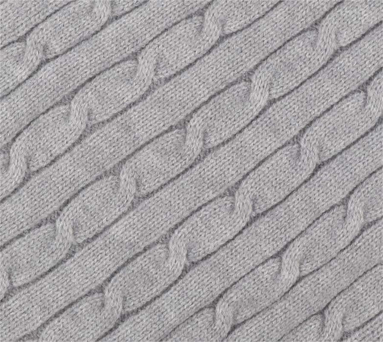 Thick Cable-Knit Scarf OEM in grey; close-up of the cable-knit pattern showcasing texture and design.