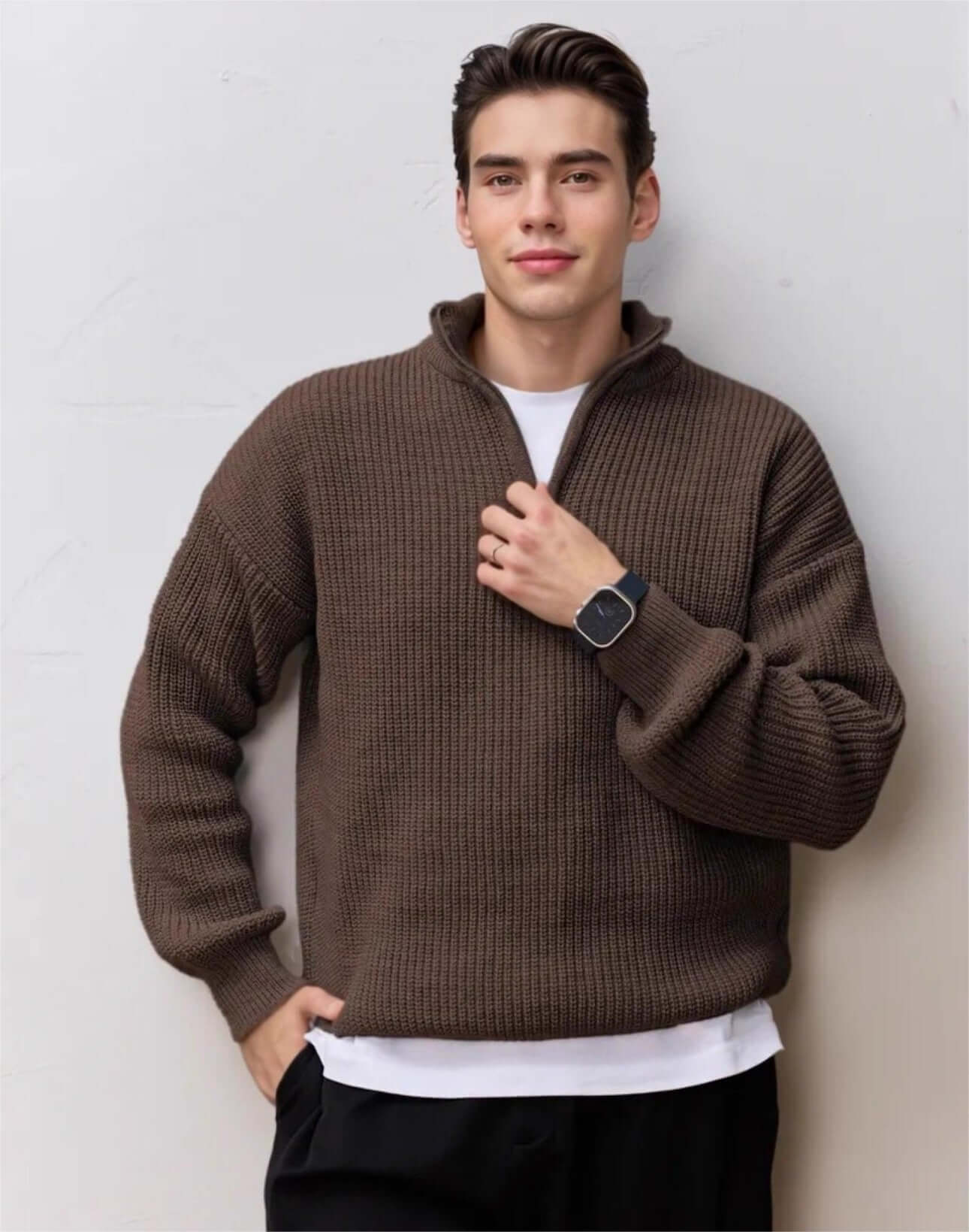 NTN STAND COLLAR PULLOVER サイズ2 Half Zip Sweater - Custom Stand Collar Pullover for Men – AprilSu
