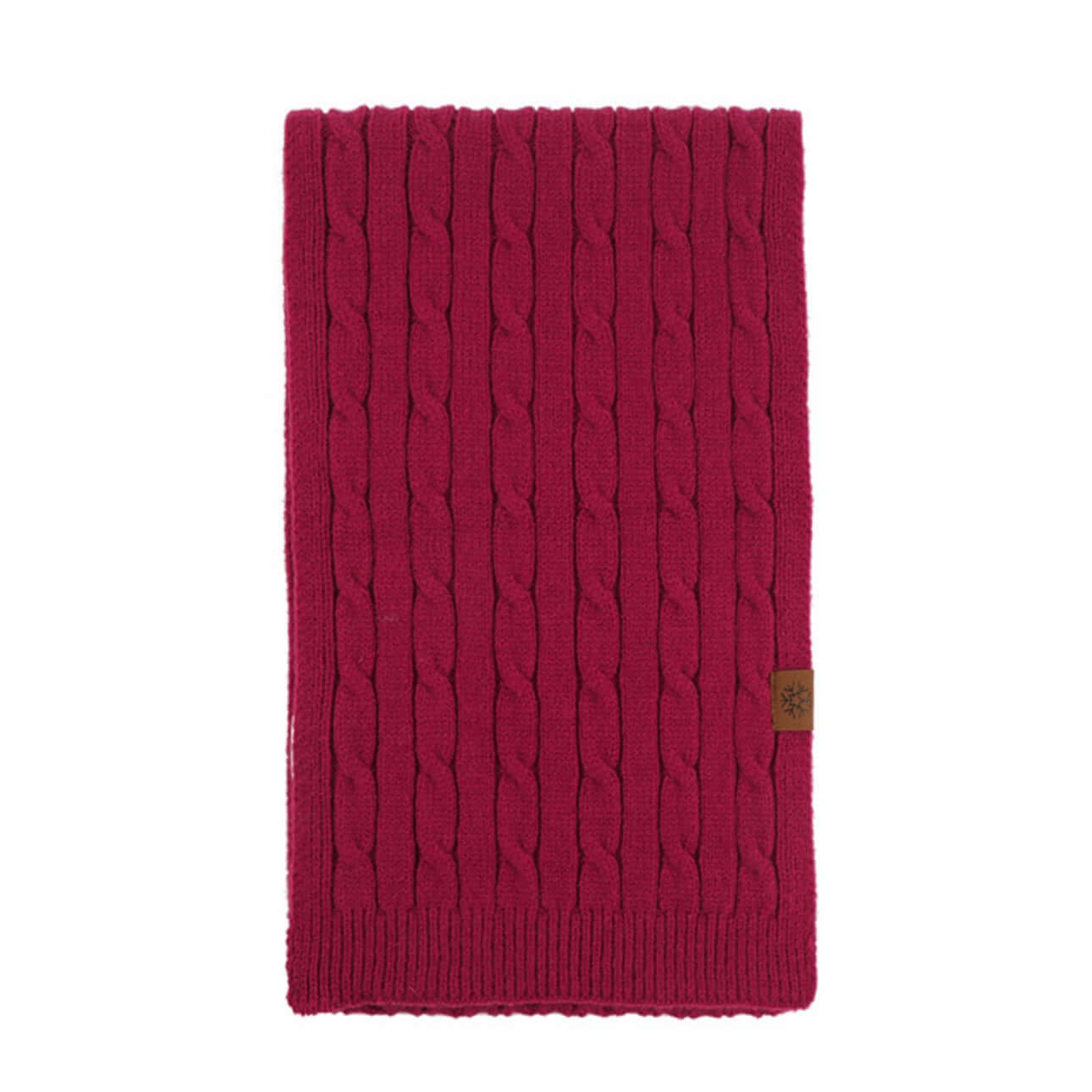 Thick Cable-Knit Scarf OEM in vibrant pink, a unisex winter accessory for bulk wholesale orders.