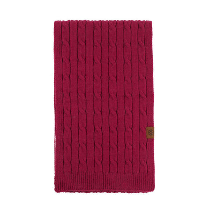 Thick Cable-Knit Scarf OEM in vibrant pink, a unisex winter accessory for bulk wholesale orders.