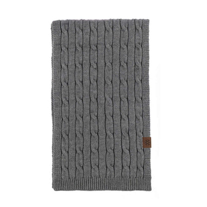 Thick Cable-Knit Scarf OEM in gray, featuring a stylish cable-knit design, perfect for winter accessories.