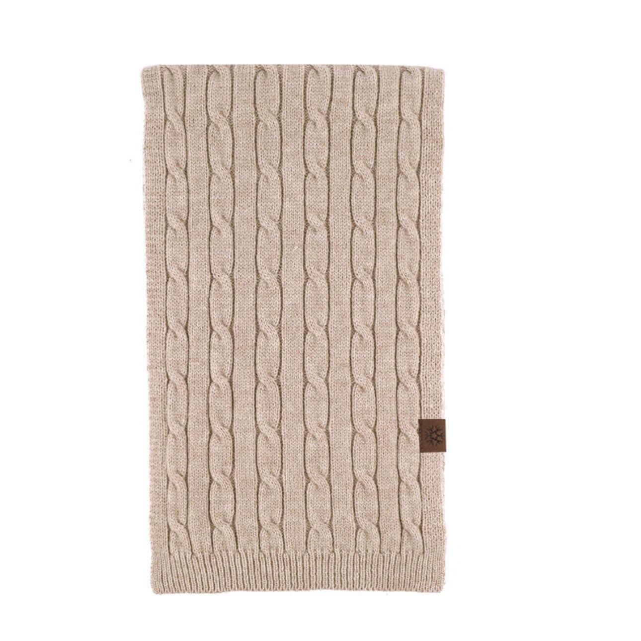 Thick Cable-Knit Scarf OEM in beige color, unisex winter accessory, perfect for bulk custom orders.