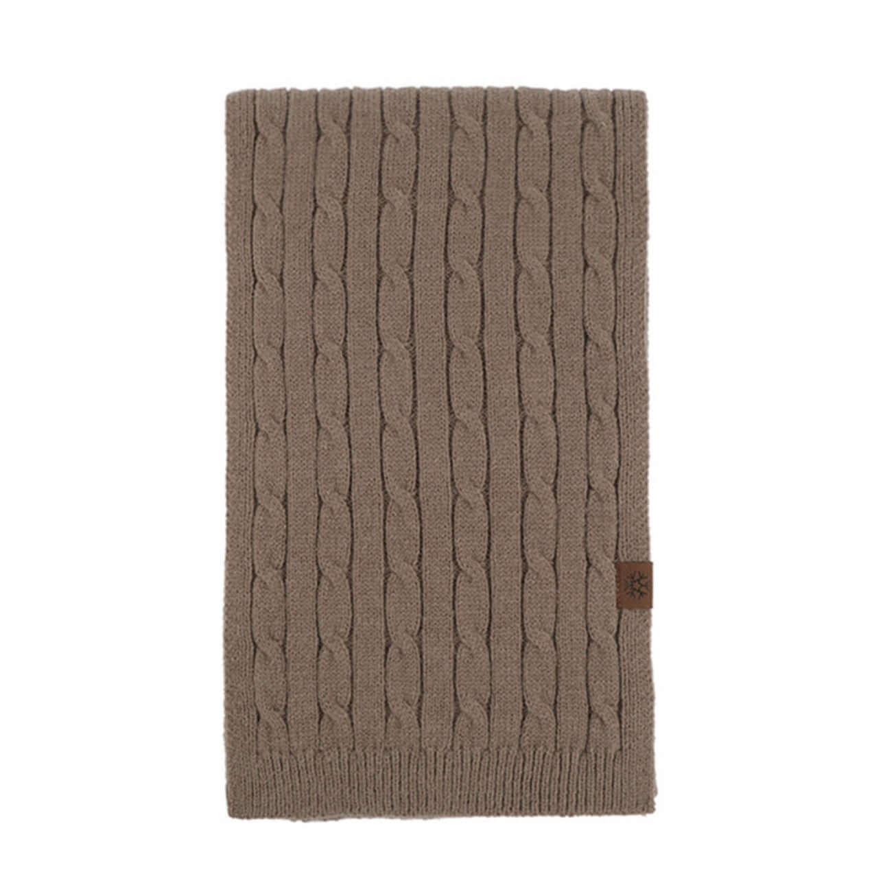 Thick Cable-Knit Scarf OEM in brown, premium winter accessory for unisex, perfect for bulk orders.