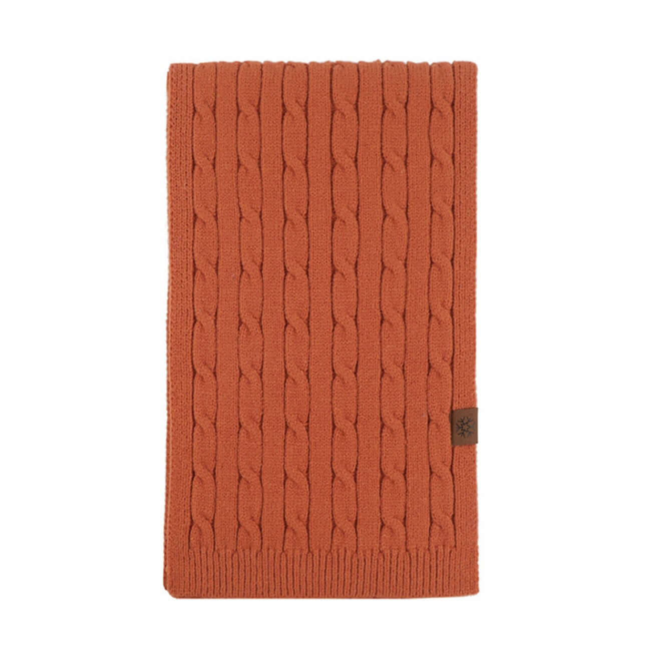 Thick Cable-Knit Scarf OEM in burnt orange color, featuring a textured design, perfect for winter accessories.