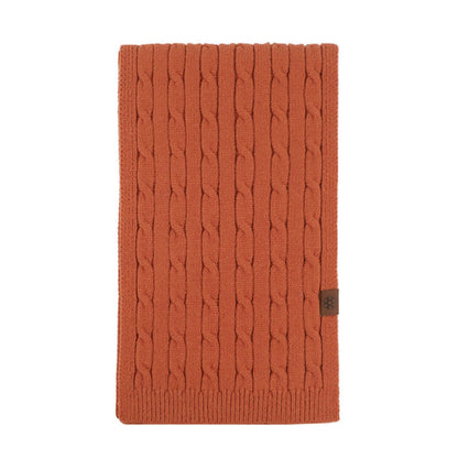 Thick Cable-Knit Scarf OEM in burnt orange color, featuring a textured design, perfect for winter accessories.