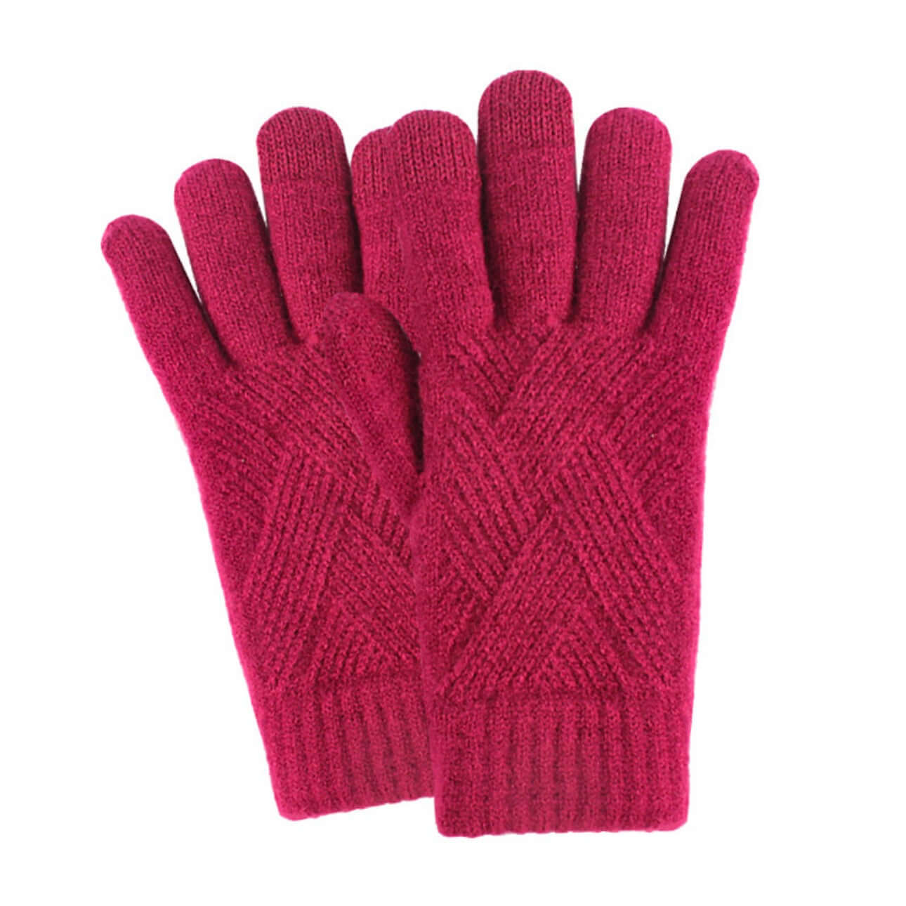 OEM touchscreen gloves in unisex diamond pattern, stylish pink winter gloves for touchscreen use.