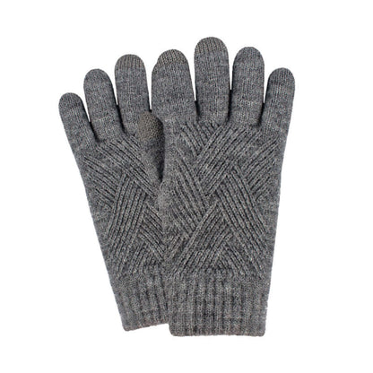 OEM touchscreen gloves in gray with a stylish diamond pattern design, perfect for unisex winterwear and bulk wholesale.