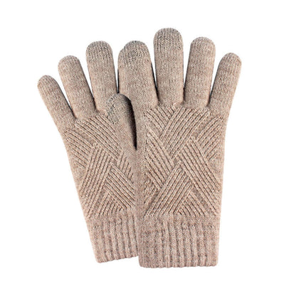 OEM touchscreen gloves in a unisex diamond pattern, ideal for winter, shown in a light beige color.