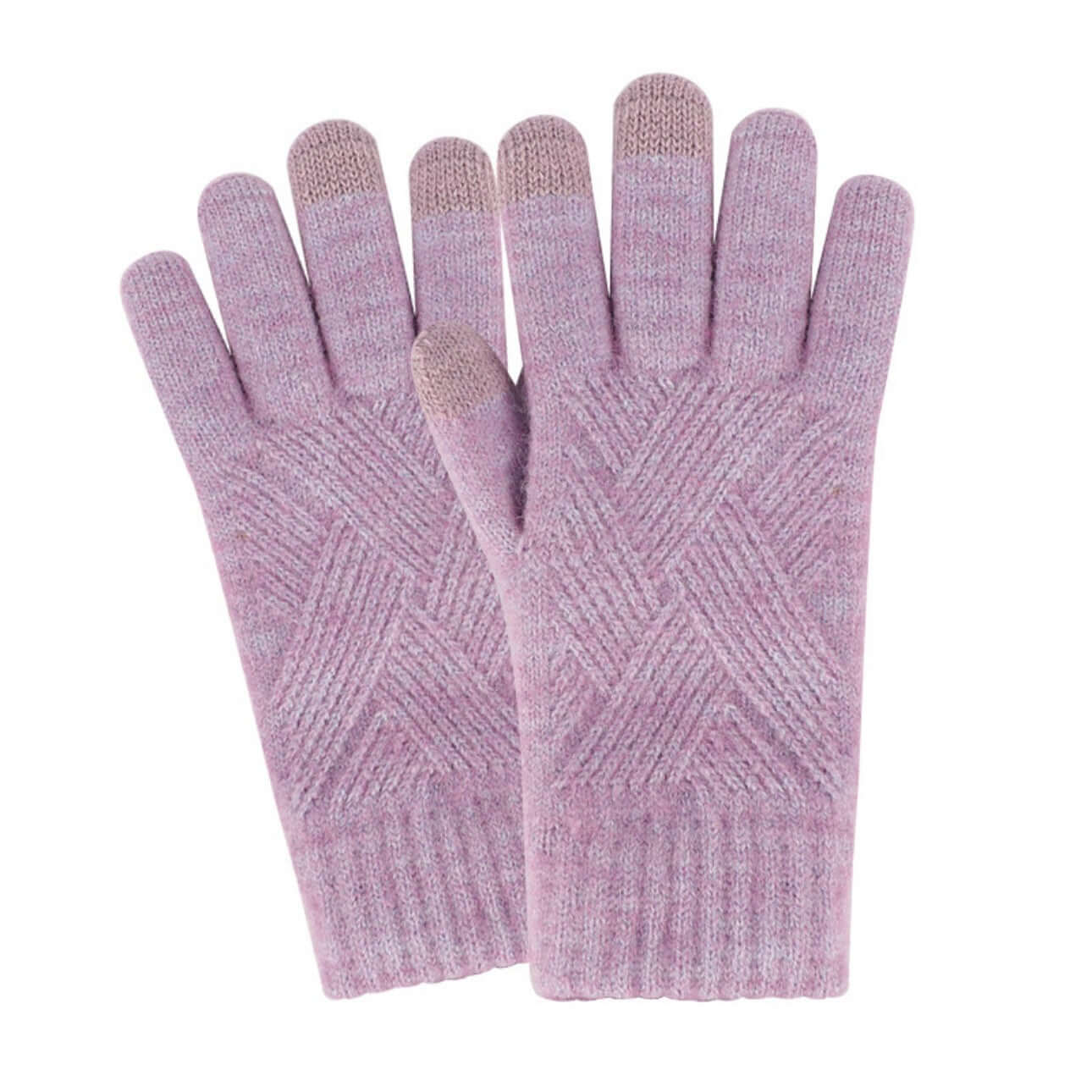 OEM touchscreen gloves in pink with diamond pattern, ideal for unisex winter wear and touchscreen functionality.