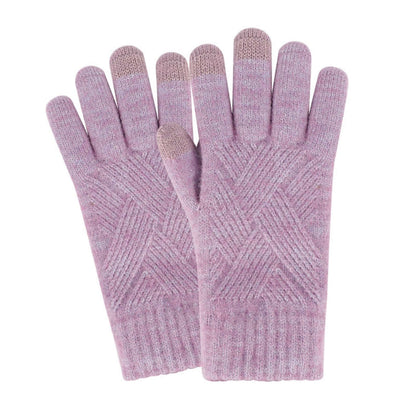 OEM touchscreen gloves in pink with diamond pattern, ideal for unisex winter wear and touchscreen functionality.