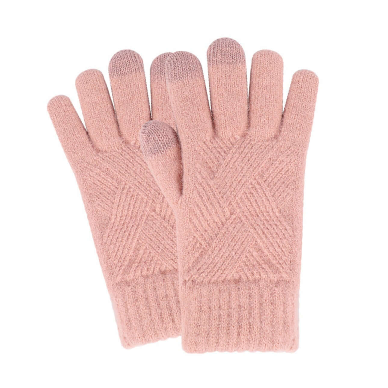 OEM touchscreen gloves in pink with diamond pattern, perfect for unisex stylish winter wear.