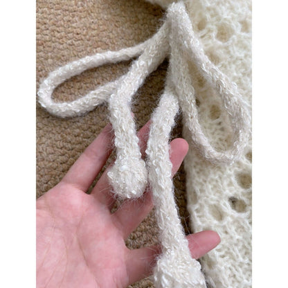 Crochet lace knit dress manufacturer adjustable self-fabric yarn belt detail