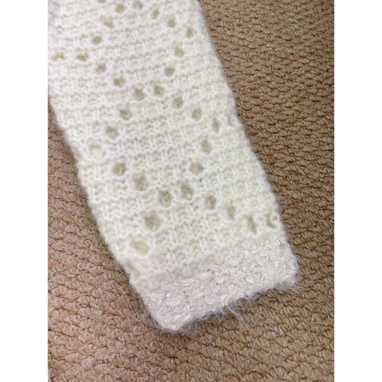 Crochet lace knit dress manufacturer close-up sparkling trim sleeve cuff