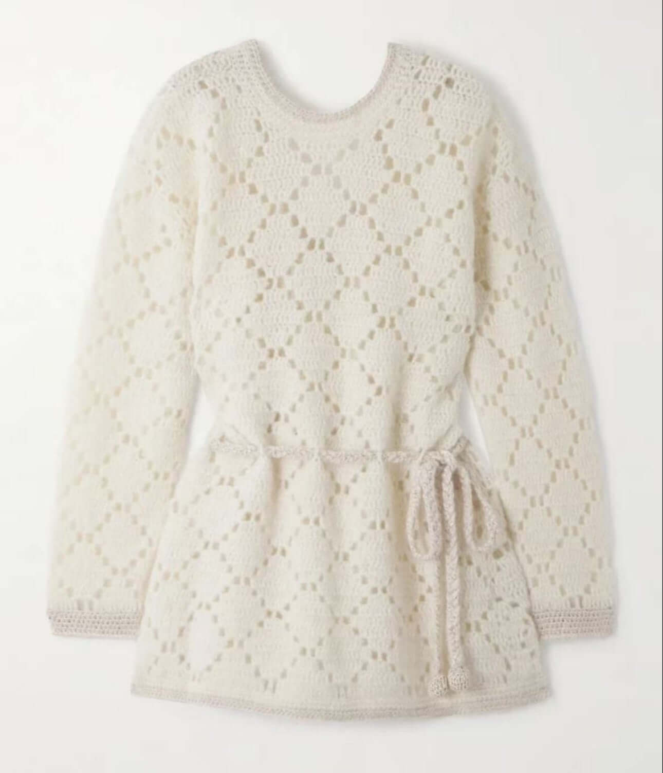 Crochet lace knit dress manufacturer flat front view short dress WBL-SS26080