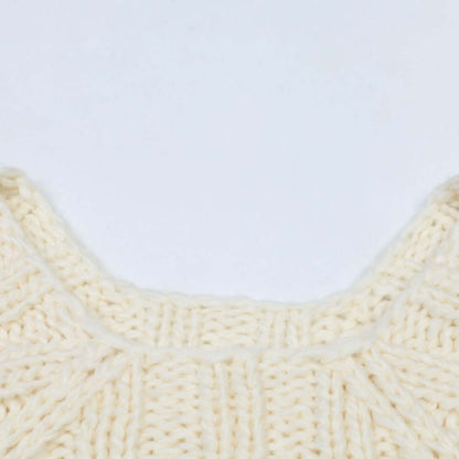 Hand crochet openwork sweater manufacturer close-up of wide square neckline detail