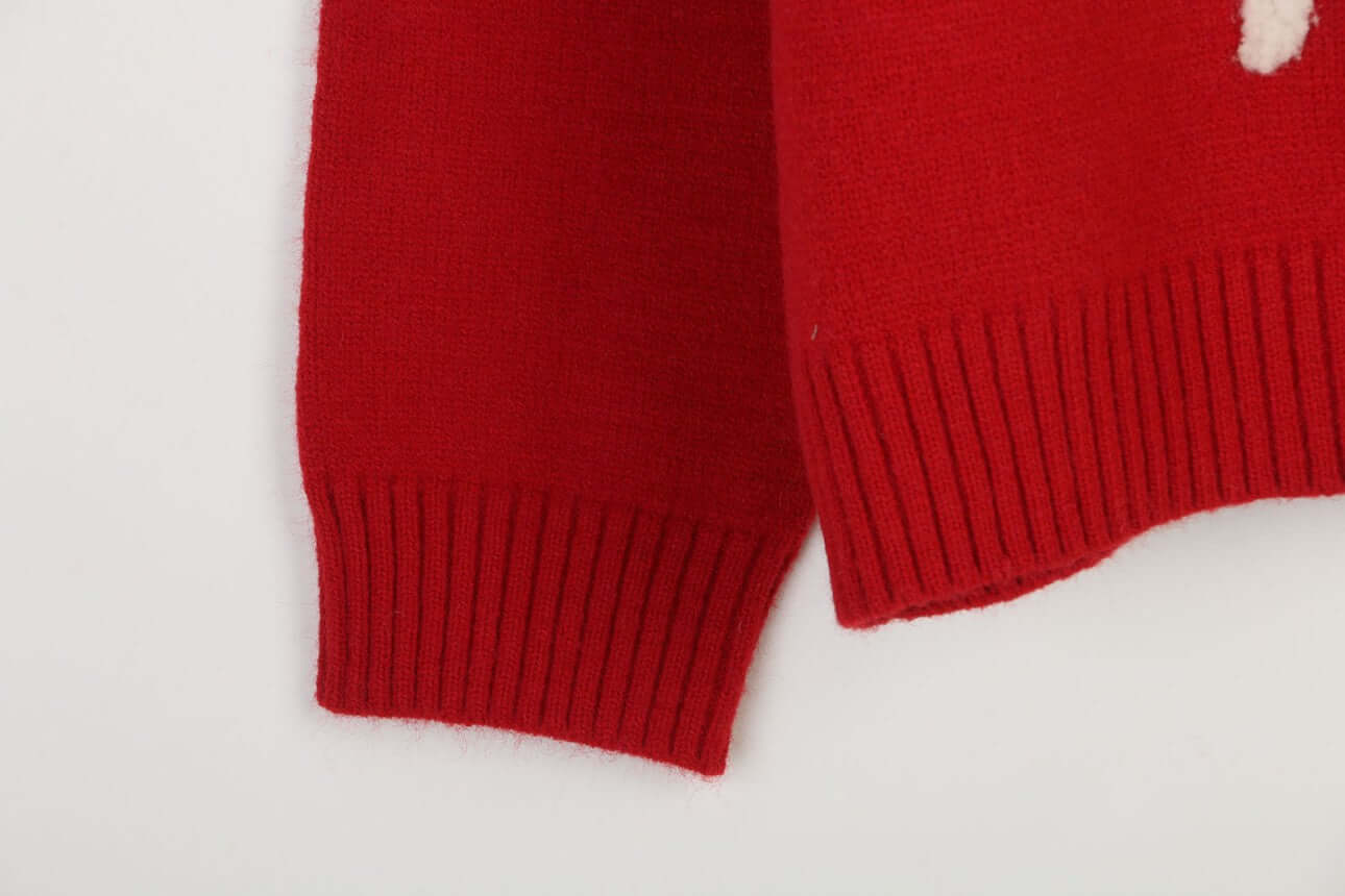 Intarsia pullover sweater manufacturer close-up of sleeve cuff detail