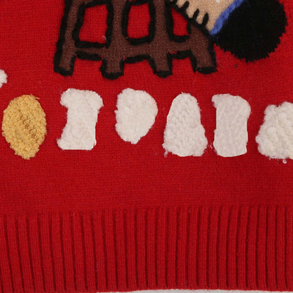Intarsia pullover sweater manufacturer close-up of bottom hem detail