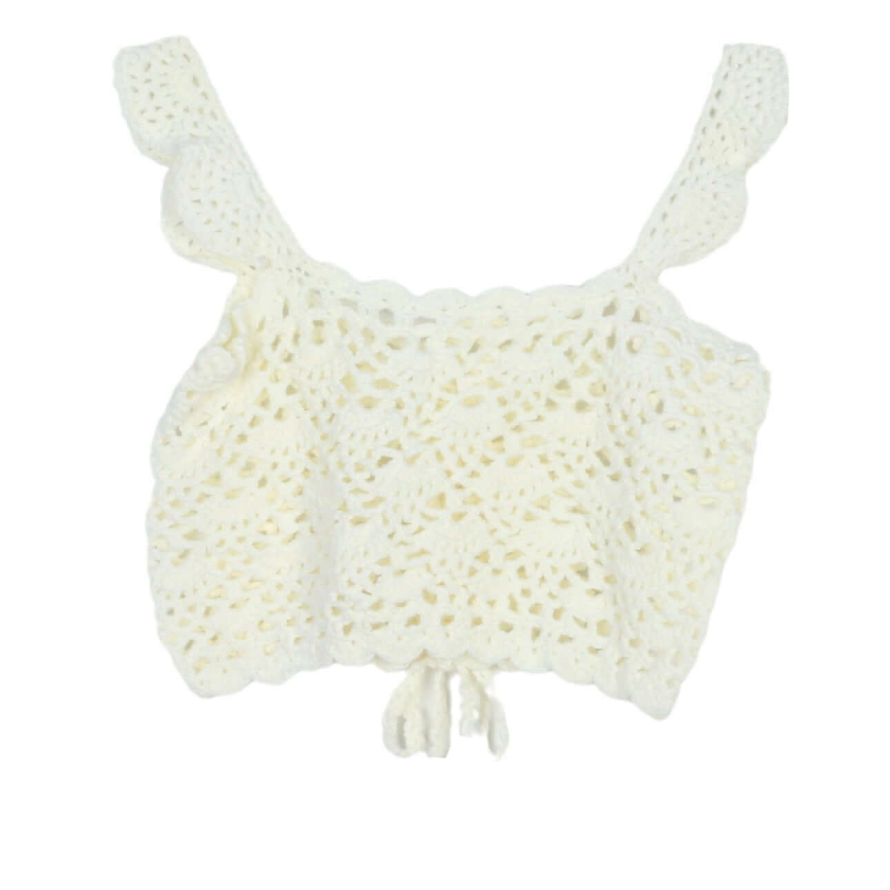 Hand Crochet Sleeveless Top Manufacturer | Adjustable drawstring white crochet top for women