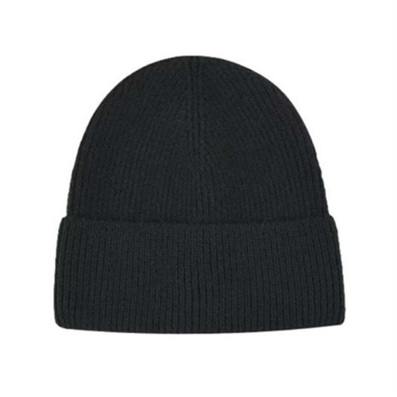 Beanie Hat OEM - Unisex black knit hat, perfect for winter, available for custom and bulk wholesale.