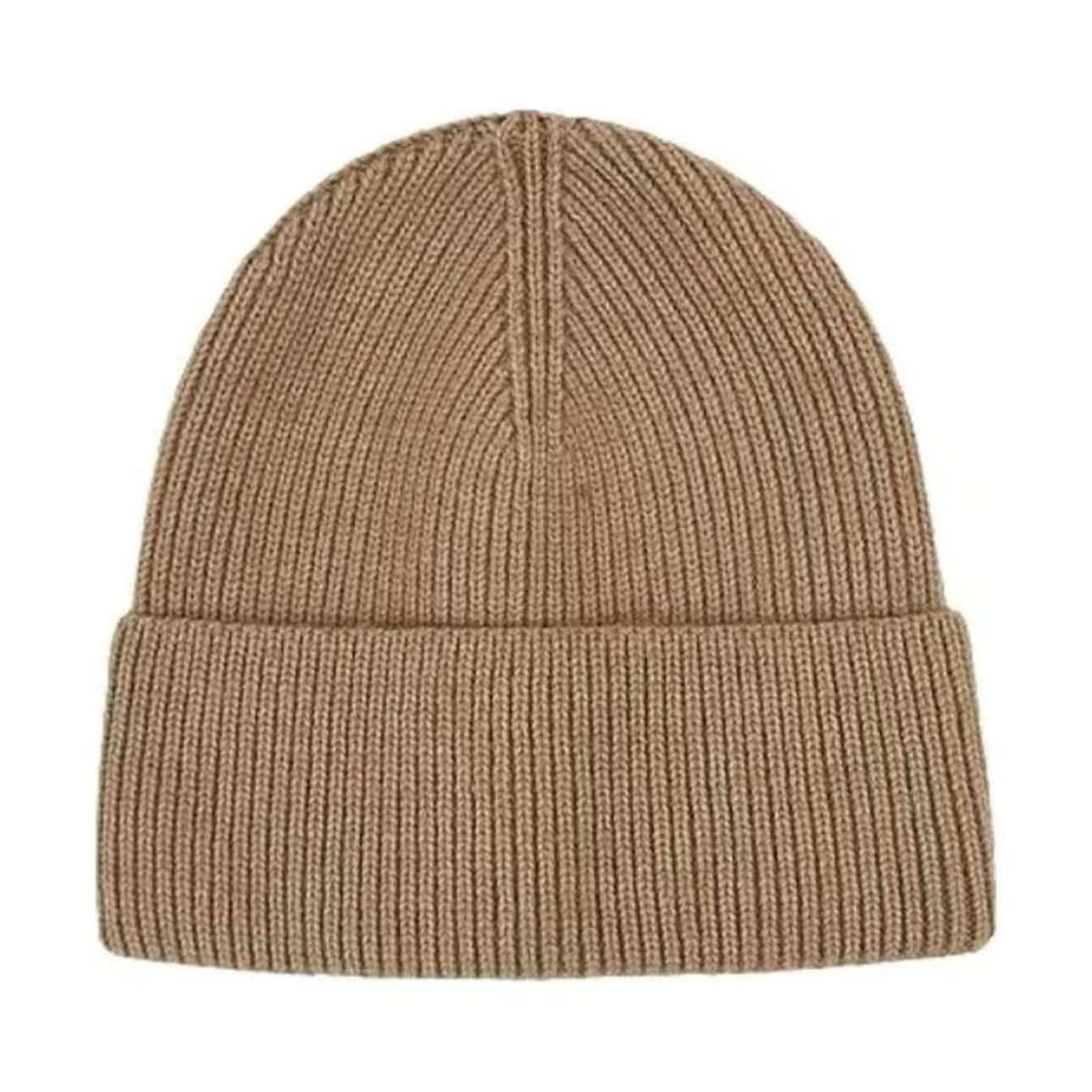 Beanie Hat OEM in tan color, unisex winter knit hat, perfect for custom and bulk wholesale orders.