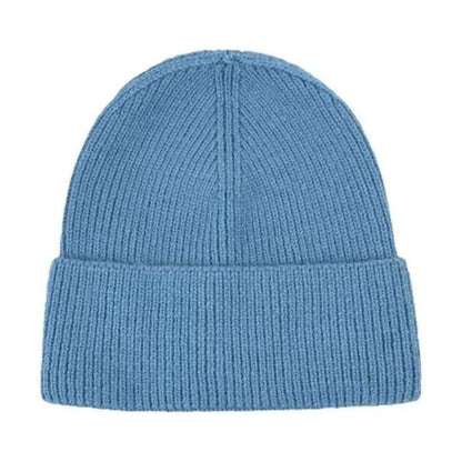 Beanie Hat OEM in blue color, unisex winter knit hat, perfect for casual wear and bulk wholesale.