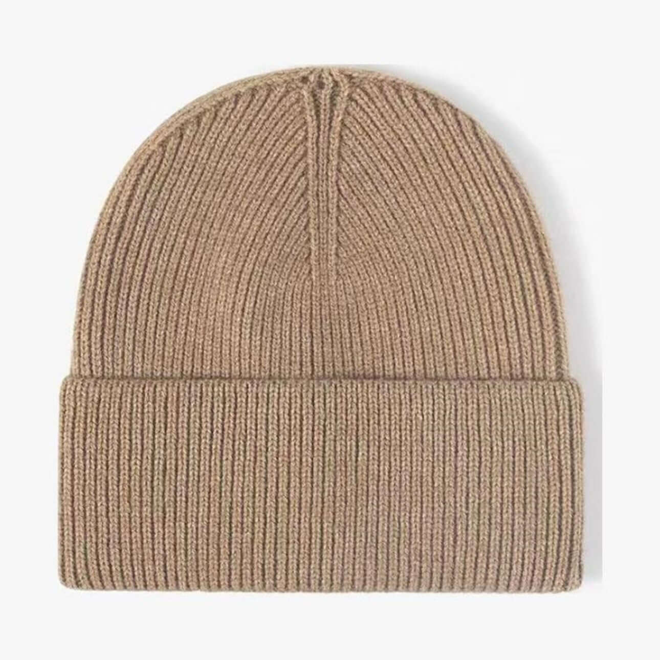 Beanie Hat OEM - Unisex Winter Knit Hat in beige color, ideal for custom and bulk wholesale.