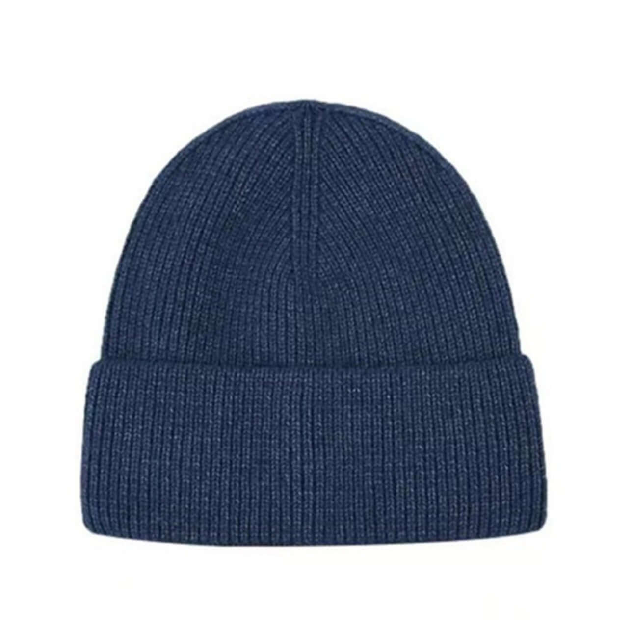 Beanie Hat OEM - Unisex winter knit hat in navy blue, ideal for custom and bulk wholesale.