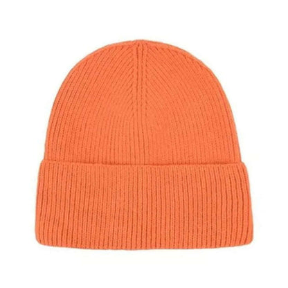 Beanie Hat OEM - Unisex orange knit winter beanie hat for custom and bulk wholesale.