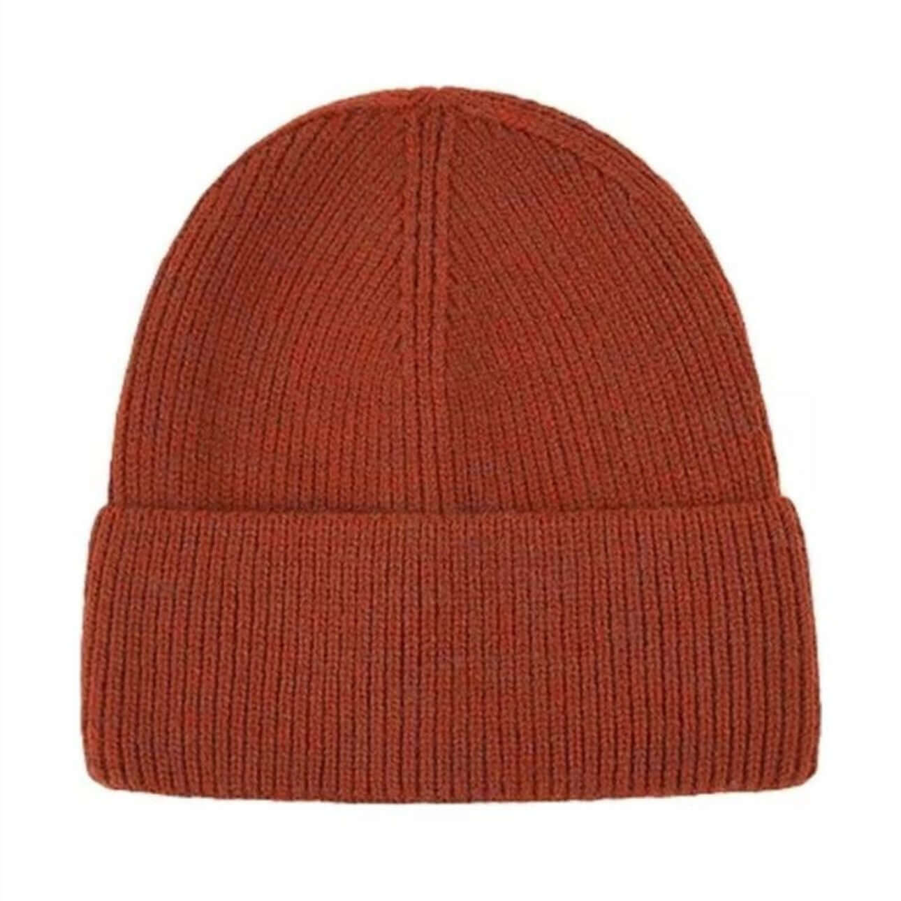 Beanie Hat OEM - Unisex winter knit hat in rust color, perfect for custom and bulk wholesale.