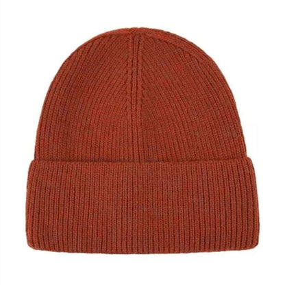 Beanie Hat OEM - Unisex winter knit hat in rust color, perfect for custom and bulk wholesale.