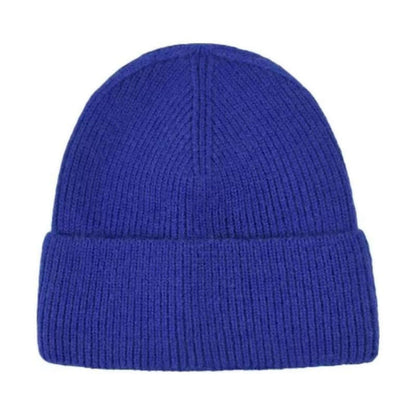 Beanie Hat OEM in vibrant blue color, unisex knit design, perfect for winter wholesale and custom production.