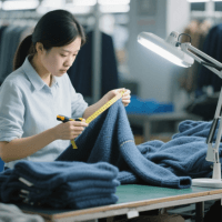 Professional quality control inspection of finished knitwear before shipment