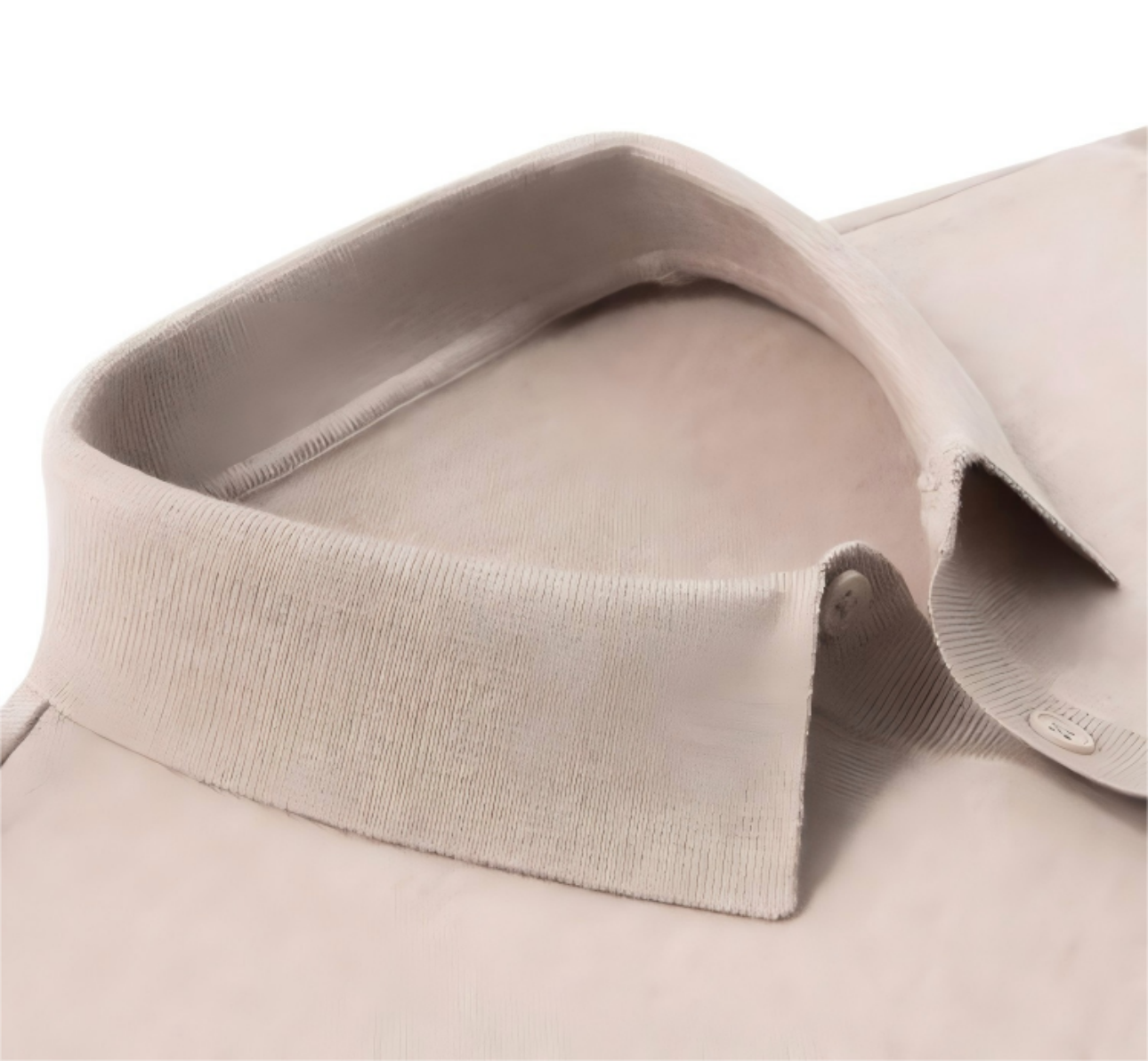 Close-up of polo collar detail on wool sweater