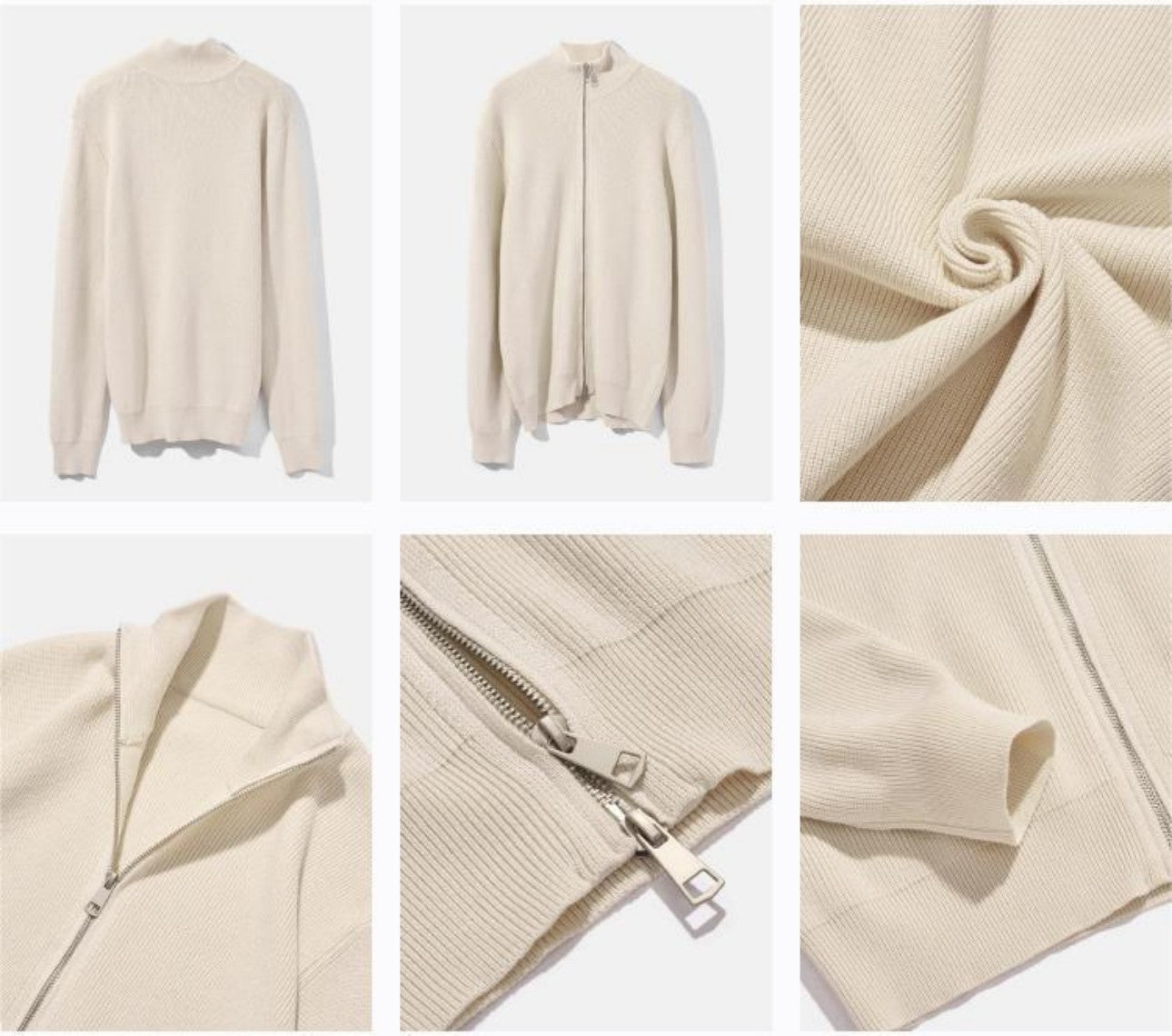 Men's black turtleneck cardigan flat lay presentation