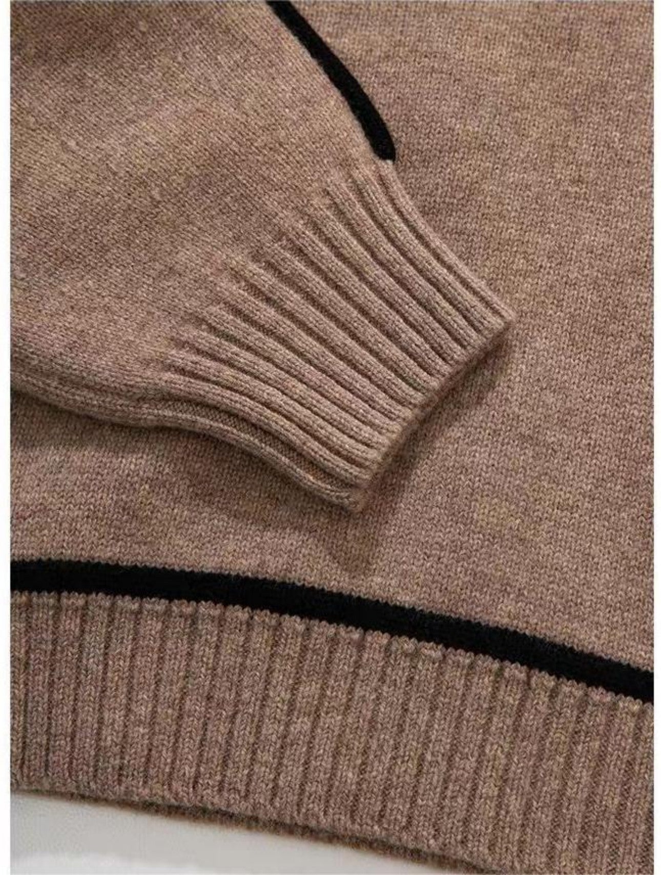 Detail of ribbed cuff and hem on new sweater