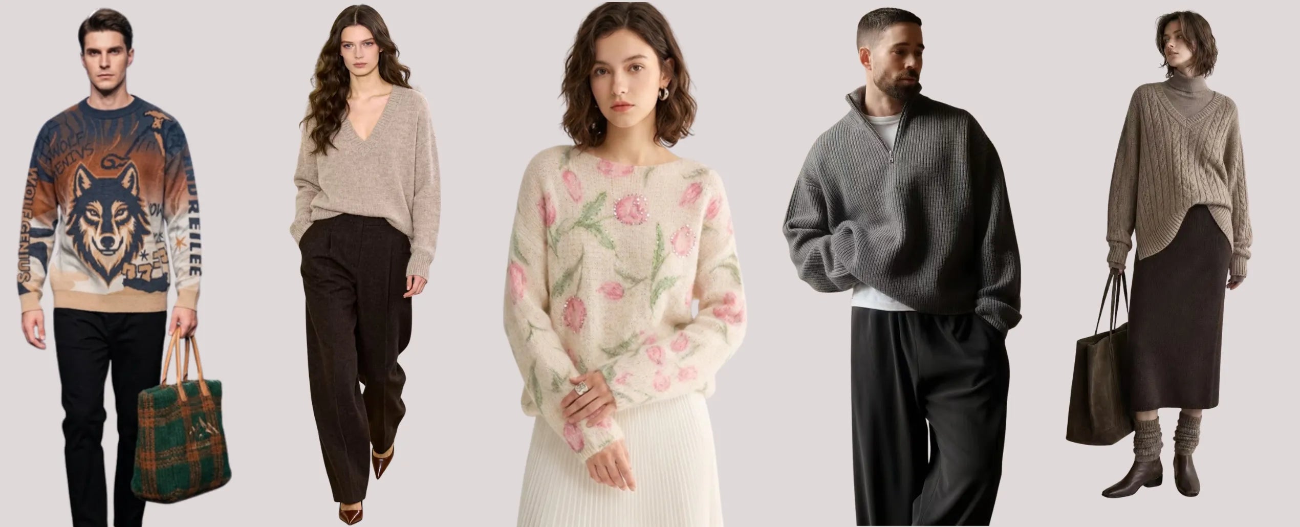 Professional knitwear supply chain showcase featuring custom wool sweaters, demonstrating factory production capacity, quality control, and tailor-made OEM/ODM services for fashion retailers.