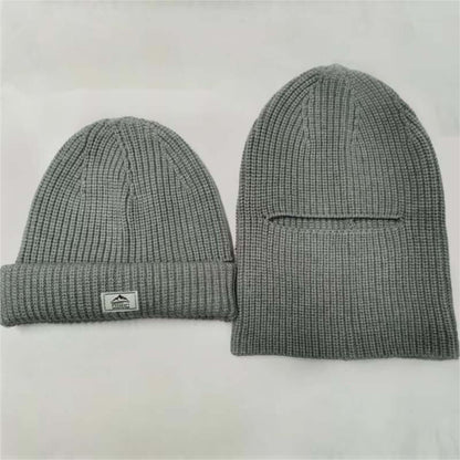 Warm Hat OEM - Men's 2-in-1 beanie and face mask in grey, featuring ribbed design and functional style.