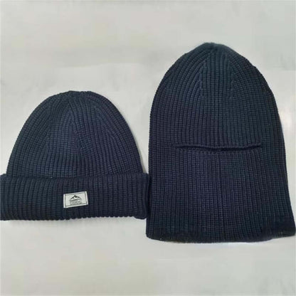 Two styles of Men's Warm Hat OEM beanie, one foldable and one longer, perfect for winter wear.